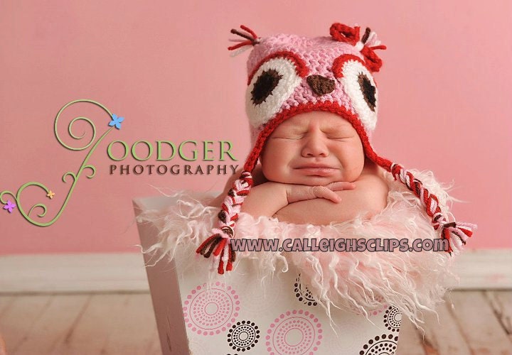 Sweetheart Owl earflap hat - infant, toddler, & kids