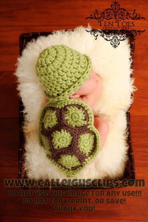 Instant Download Crochet Pattern No. 13 - The Original Hatchling Turtle- Cuddle Critter Cape Set