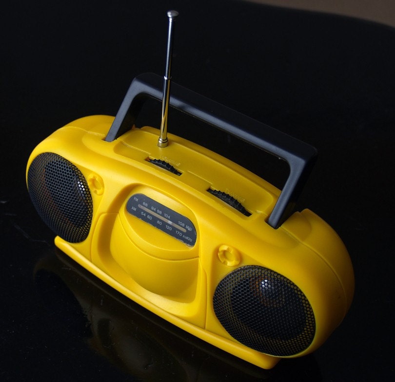 Vintage PortableYellow Mini Boombox AM/FM Radio by