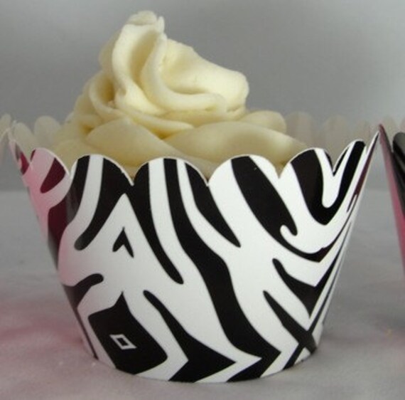 Zebra and Hot Pink Cupcake Wrappers