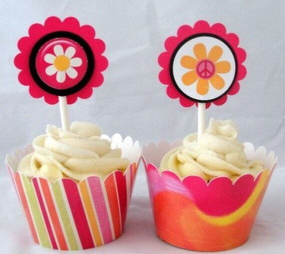 Peace Sign Cupcake Kit for Teen Tween Birthday Party
