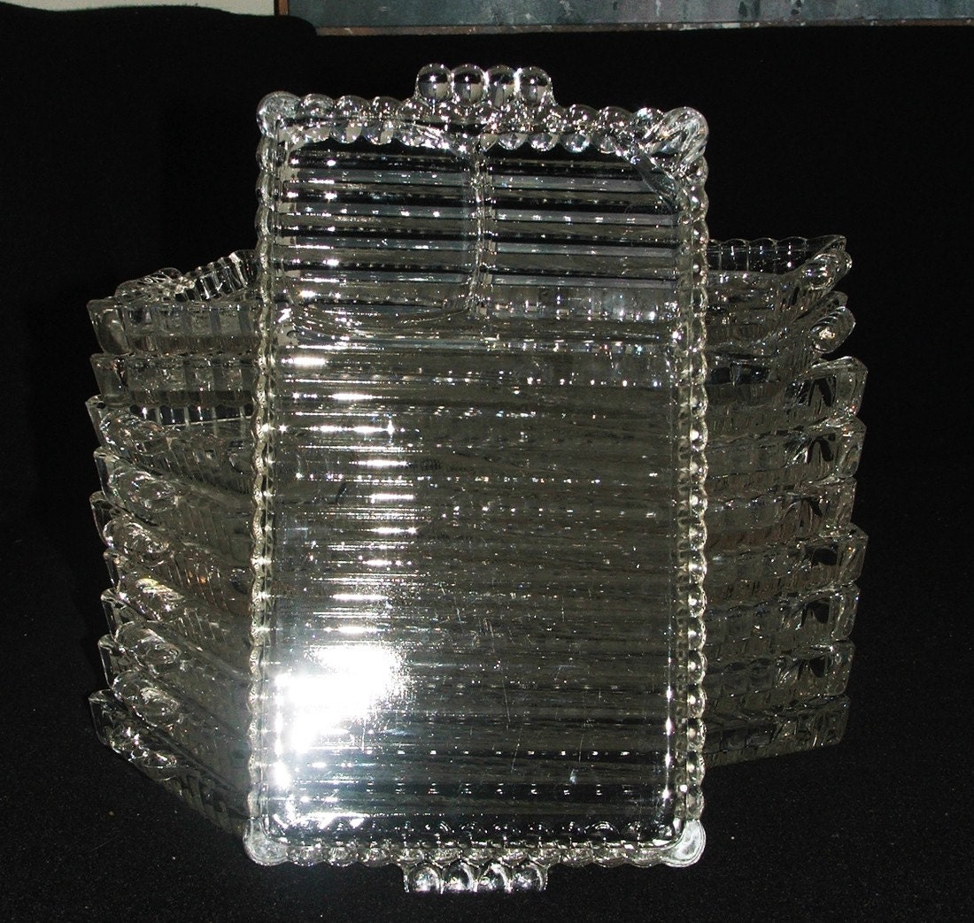 1950s Crystal Cocktail Plates set of 6 by ThatGirlStyle on Etsy