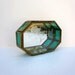 Jewelry Box Green Stained Glass Mirror and Brass - Vanity or Trinket Box
