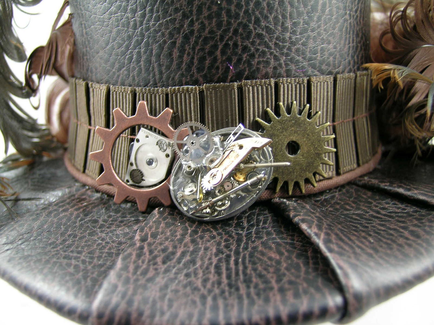 Mini Top Hat - Brown Gears and Time Travel Steampunk Victorian