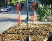 Fiery Orange Skull guitar pick earrings