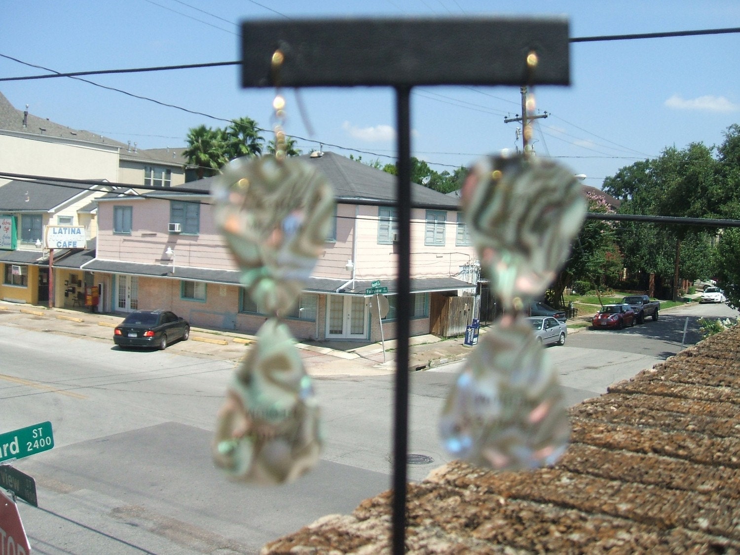 Abalone guitar pick earrings