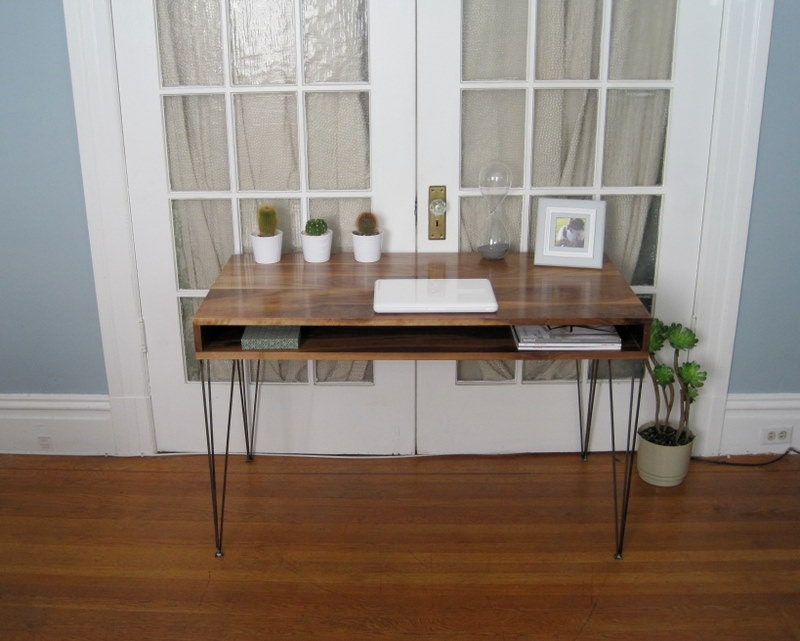 Jeremiah Collection Mid Century Desk With Hand-Welded Hairpin Legs