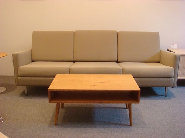 Low Mid-Century Modern Coffee Table, White Oak