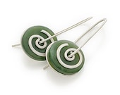 Silver Greenstone Spiral Drop Earrings
