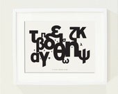 SUMMER SALE 20% OFF -It's all greek to me poster - A graphic print with Black and white greek alphabet, abstract - Size A4
