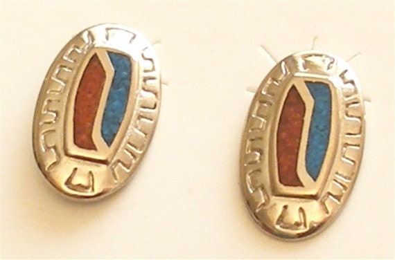 Small Post Earrings - Turquoise Coral - Turquoise Earrings ER-41