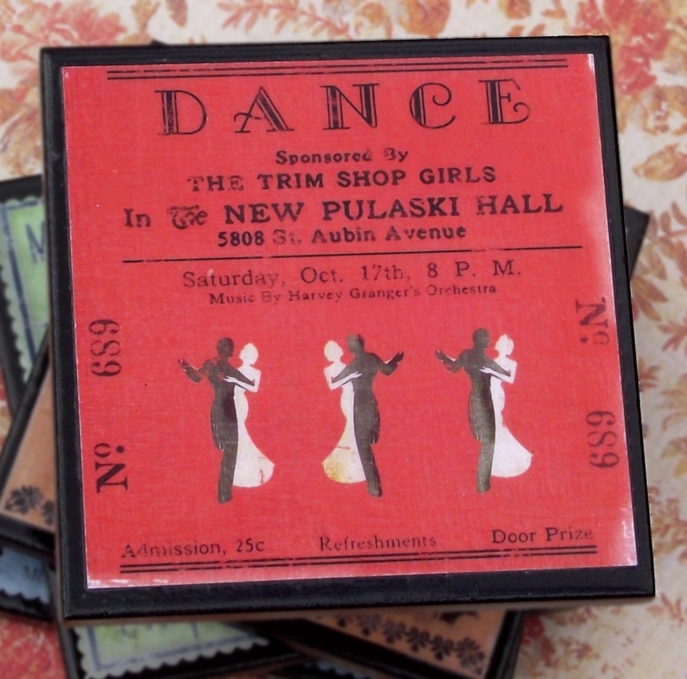 Vintage Dance Ticket Coasters