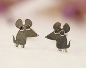 MOUSE Stud Earrings Sterling Silver Mini Zoo series