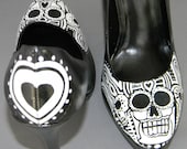 Day of the dead  sugar skull hand painted shoes