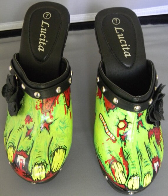 zombie feet hand painted leather shoes