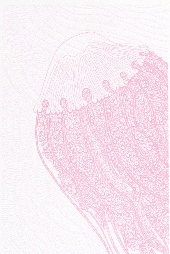 Jellyfish Screenprint - Pink 8x10