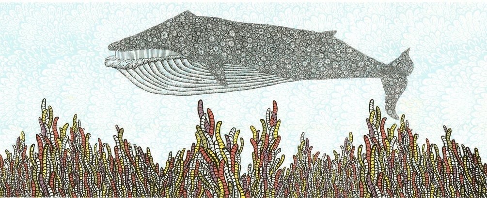 Large Whale Screenprint 42x22