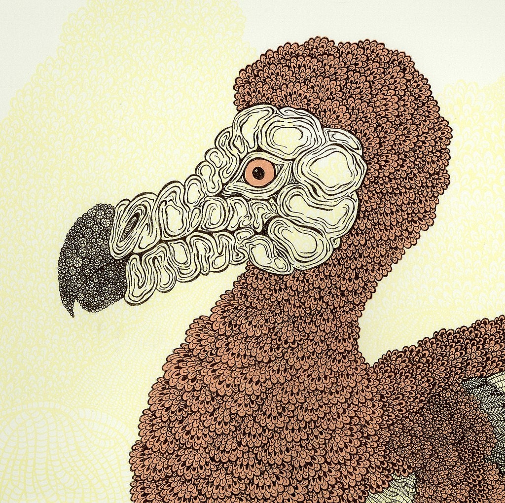 Pink Dodo Bird Screenprint 18x24