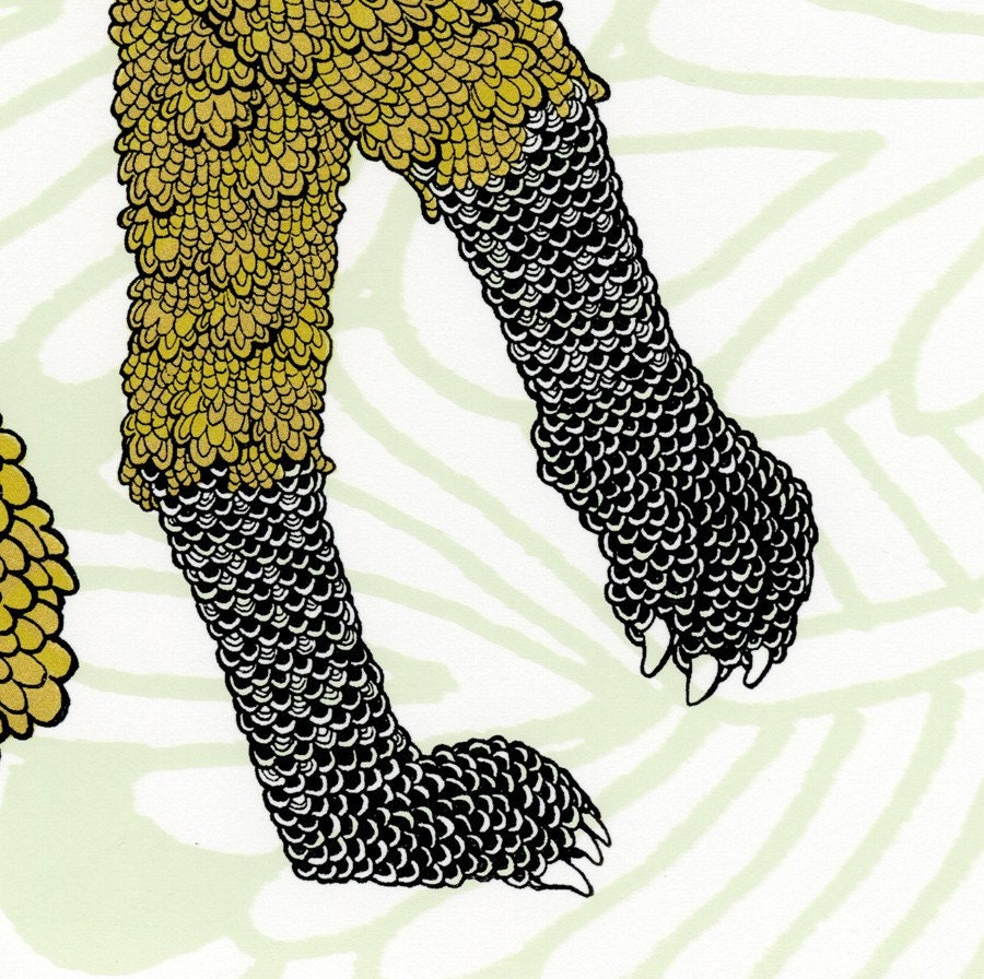 Fox Screenprint - Green and Gold 18x24