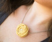 Sunshine fabric flower bib necklace