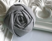Gray fabric flower brooch pin hair clip