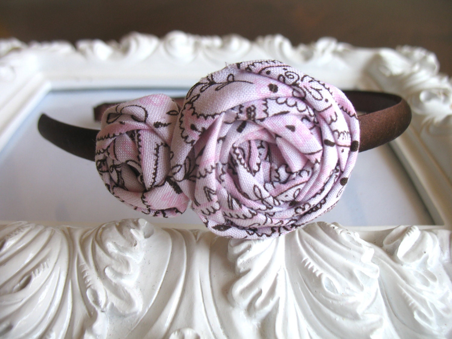 Pretty Pink fabric flower headband hair clip
