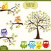 Owl & Tree Digital Clipart Set - Personal and Commercial Use - Scrapbooking, card design, web design