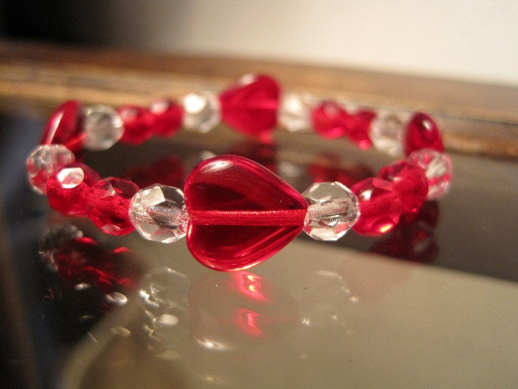 Red & Crystal Heart Bracelet for Girls