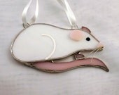 White Rat Glass Suncatcher