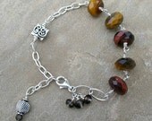 Tiger Eye Bracelet Sterling Silver Semiprecious Gemstone Jewelry