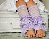 Double Ruffle Lace Legwarmers in Lavender