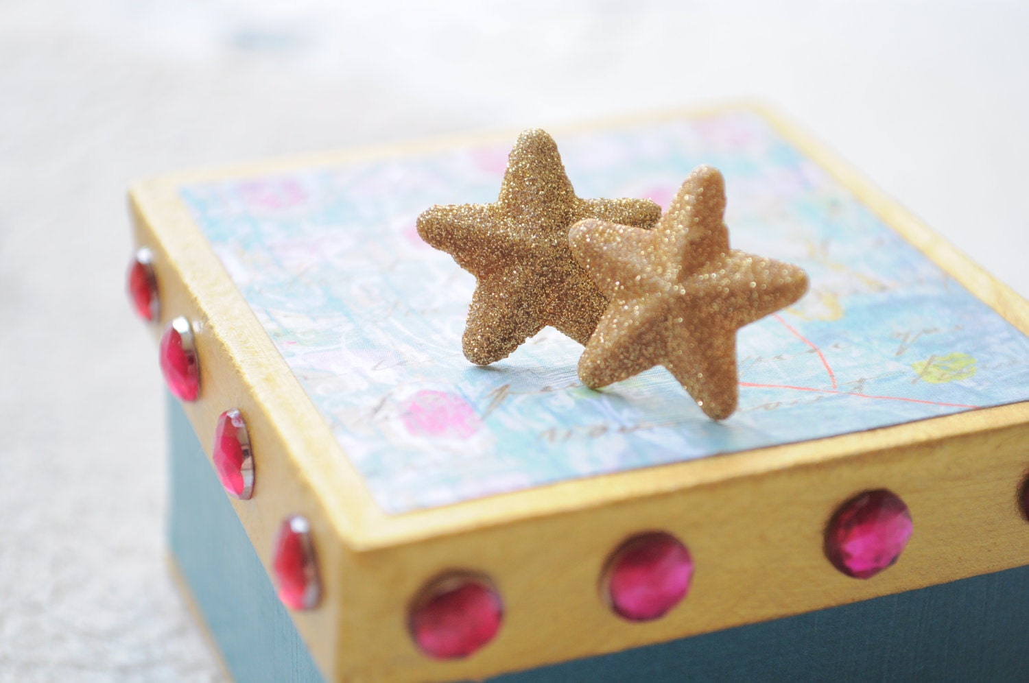 My Lucky Starfish Earrings-- Sparkle gold starfish earrings
