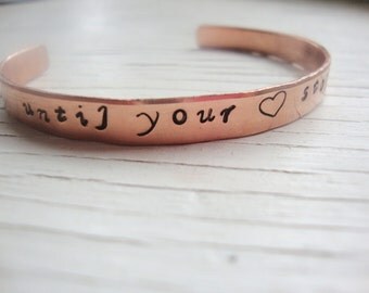 Twilight inspired copper handstamped cuff bracelet