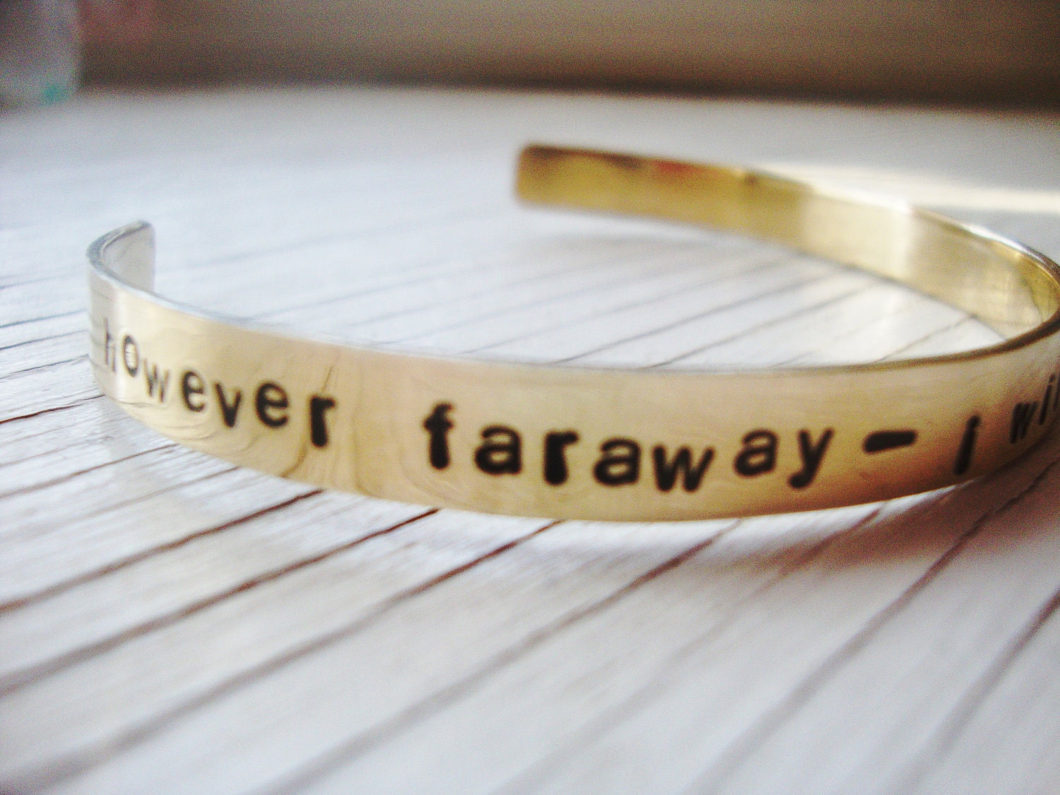 The Cure lyrics handstamped brass bangle cuff bracelet