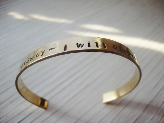 The Cure lyrics handstamped brass bangle cuff bracelet