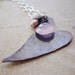 Oxidized copper hammered heart with chalcedony pink gem and freshwater pearls