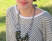 green wooden bib necklace