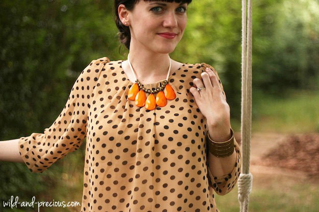 tangerine orange with cream necklace