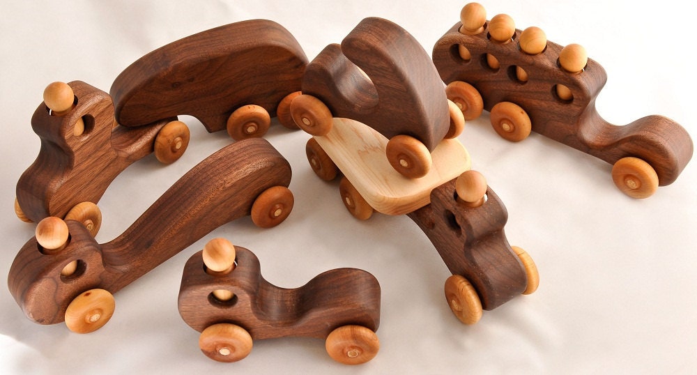 Wooden Toy Bus Organic Walnut Passenger Car Kids Gift