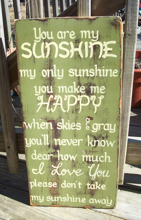 You are my Sunshine SIGN Subway Distressed Olive Green Plum Handmade Hand-painted Wooden 12x24 WHAGN Made to Order