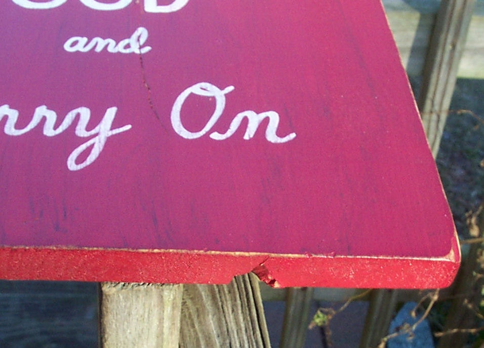 Keep Calm God SIGN Subway Red Distressed primitive Rules Handmade Hand-painted Wooden 12x17 WHAGN