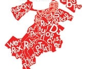 BOSTON neighborhood map art print poster wall decor