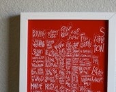 denver neighborhood map hand drawn in cherry art print poster wall decor