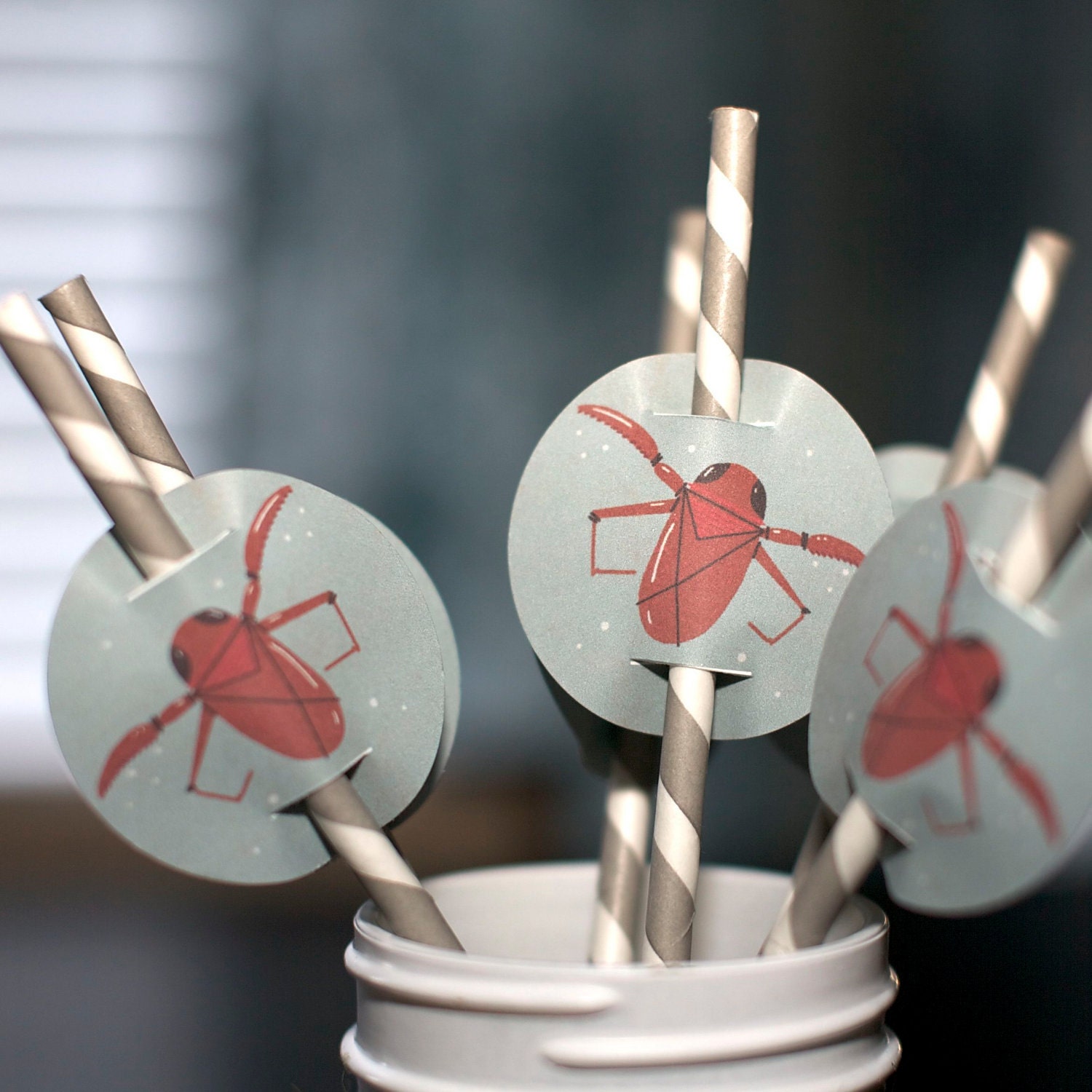 Straw Decals from the Bug Bash DIY Printable Collection by Spaceships and Laser Beams
