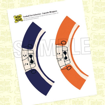 Football Player Birthday Party Cupcake Wrappers (blue and orange) a Football Fun DIY Printable Collection by Spaceships and Laser Beams