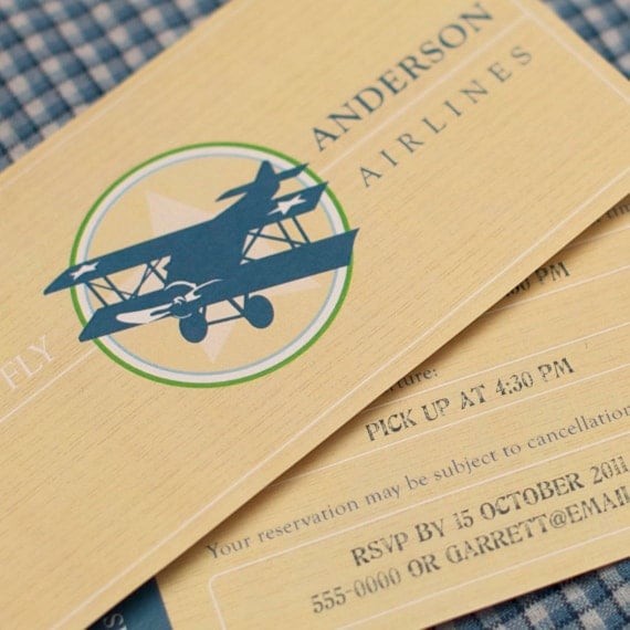 Vintage Plane Invitation Birthday (Customized) from the Vintage Airplane DIY Printable Collection by Spaceships and Laser Beams Il_570xn