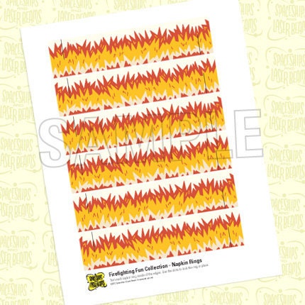 Fire Truck Birthday Party Napkin Rings from the Firefighting Fun DIY Printable Collection by Spaceships and Laser Beams