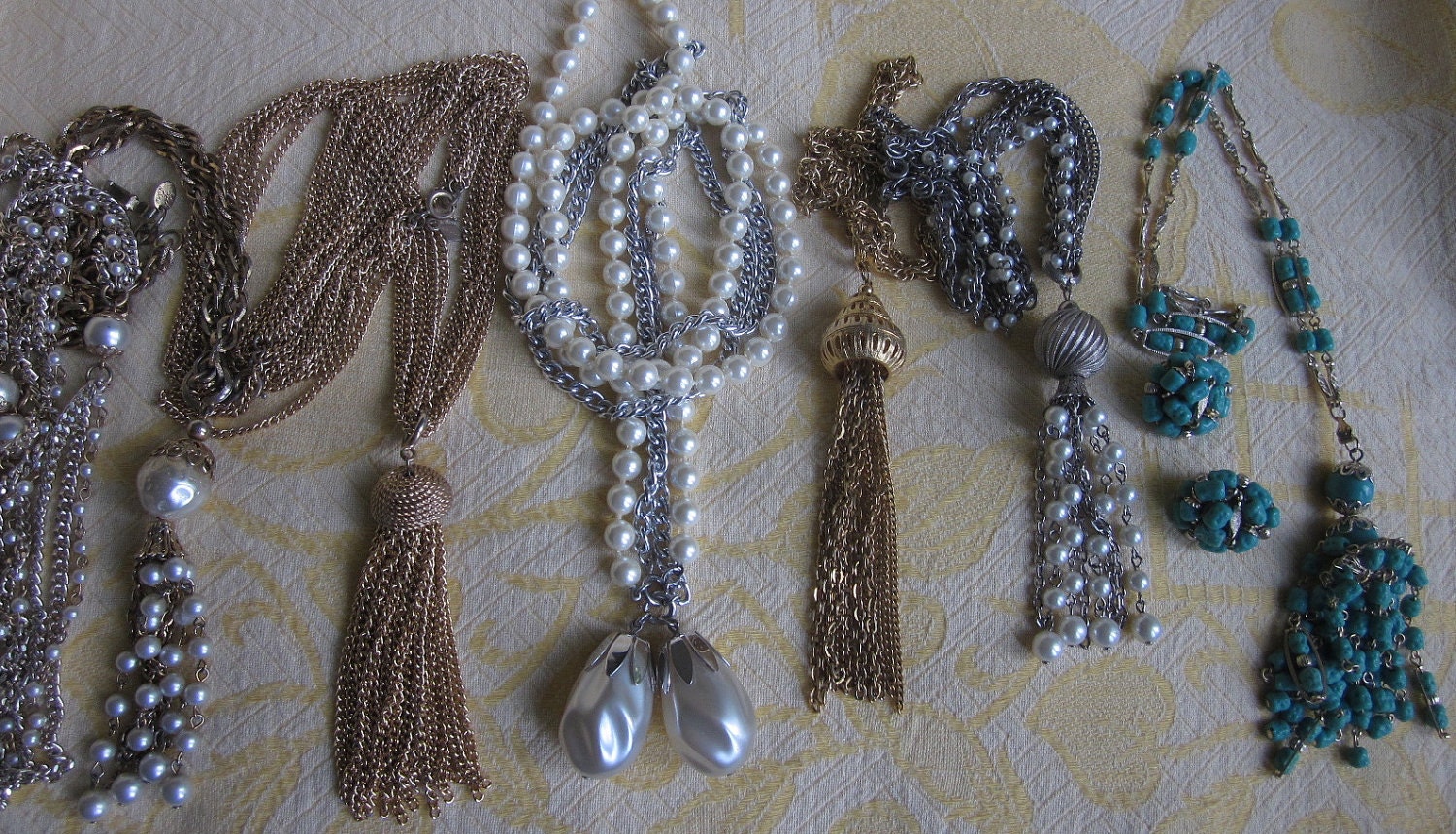 Lot of 6 Vintage 1960s Tassel Pendant Necklaces Sarah Coventry