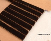 3 yds brown velvet ribbon ---3/8''