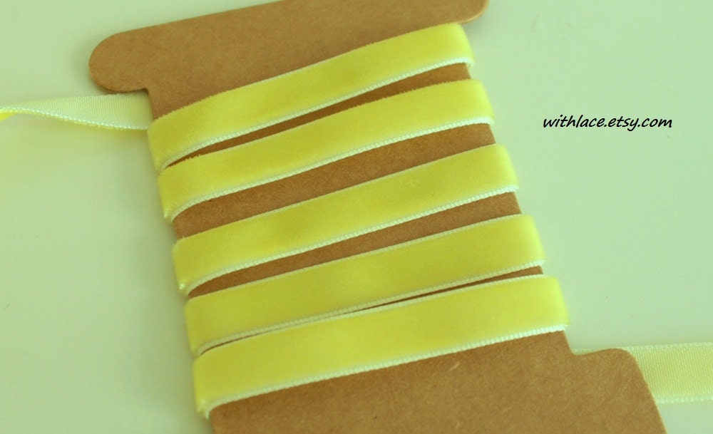 3 yds light yellow elastic/stretch velvet ribbon for Headbands/Lingerie/Costume/Altered Couture---3/8''